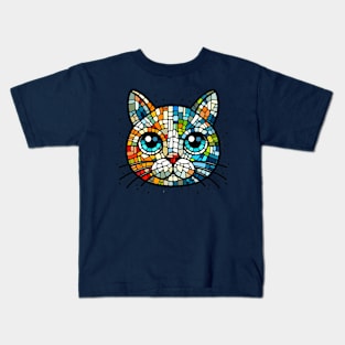 Mosaic Art Cat for Kids Kids T-Shirt